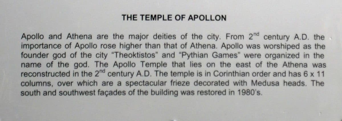 Apollon Tempel Schild